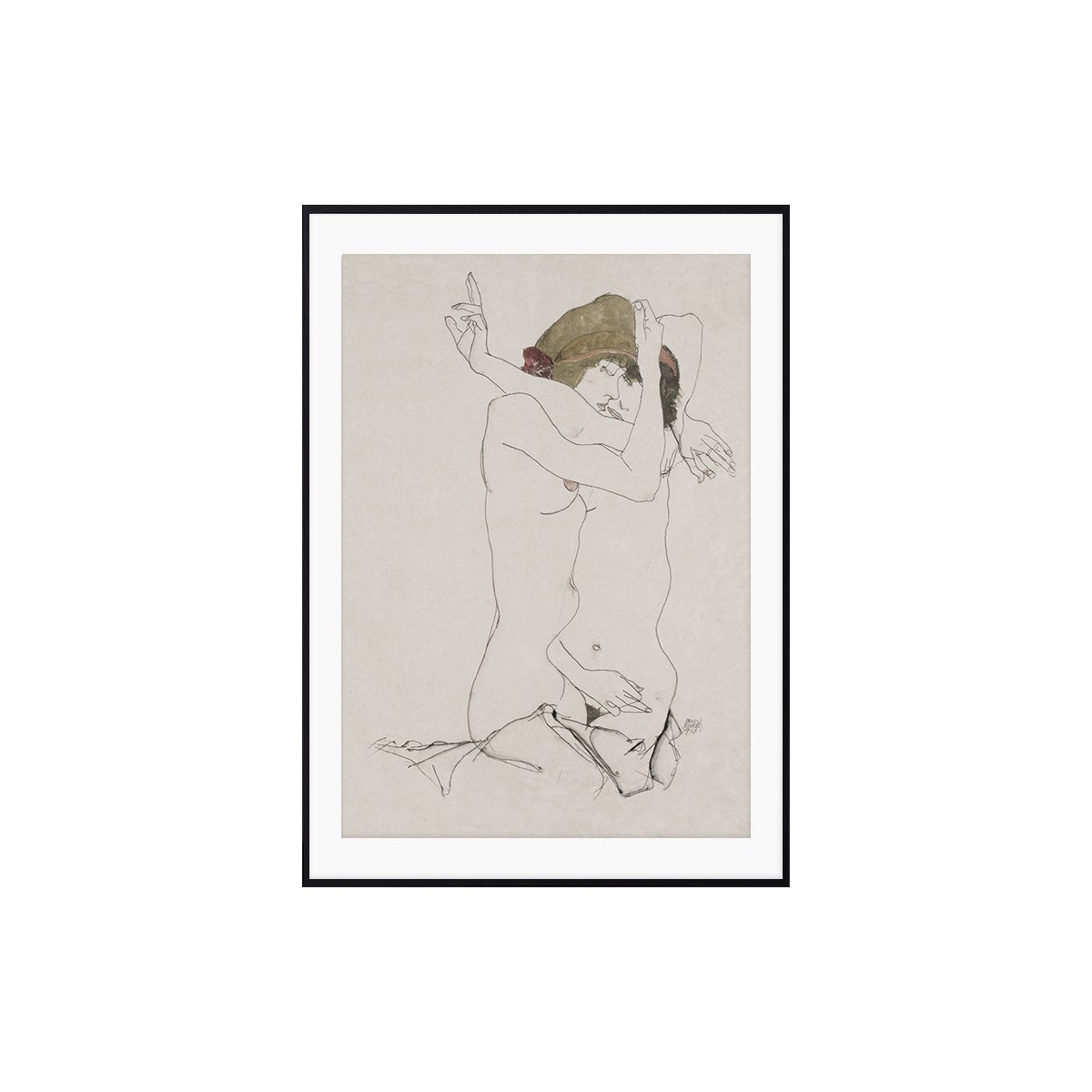 Постер в рамке "Две женщины обнимаются. Эгон Шило. 1908"
