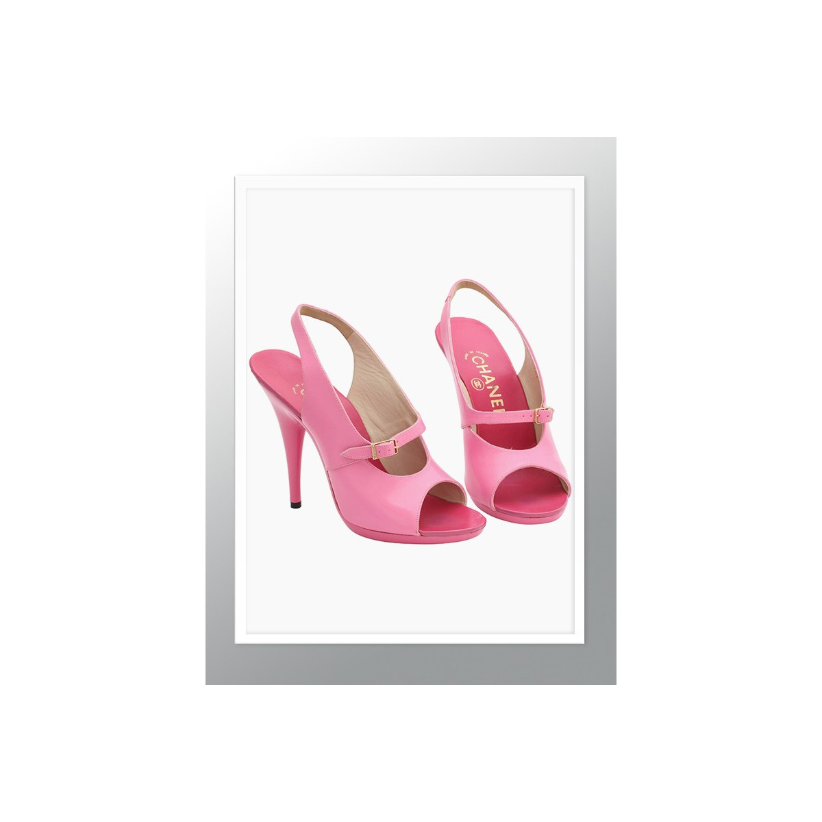 Постер в рамке "Chanel Vintage Pink Sandal Shoes, 1995"