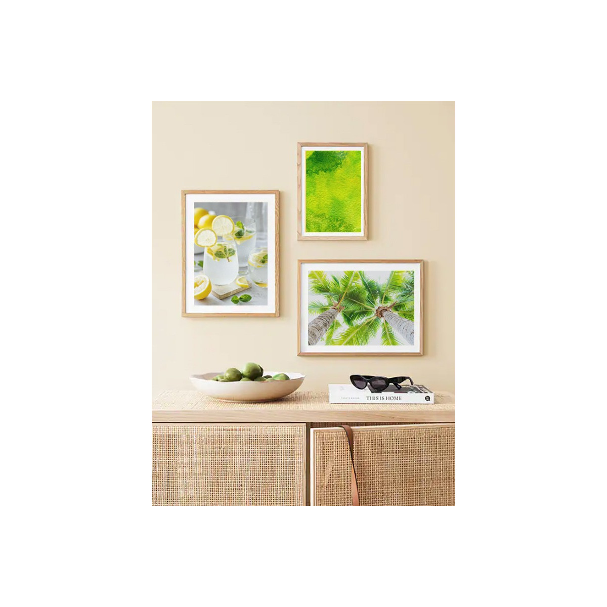 Комплект постеров в рамках "Yellow green ART"