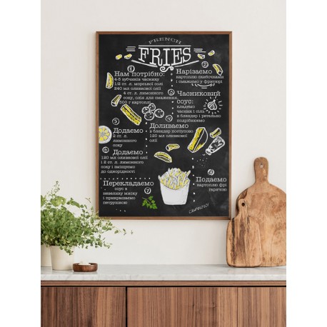 Постер в рамке "French fries recipe"