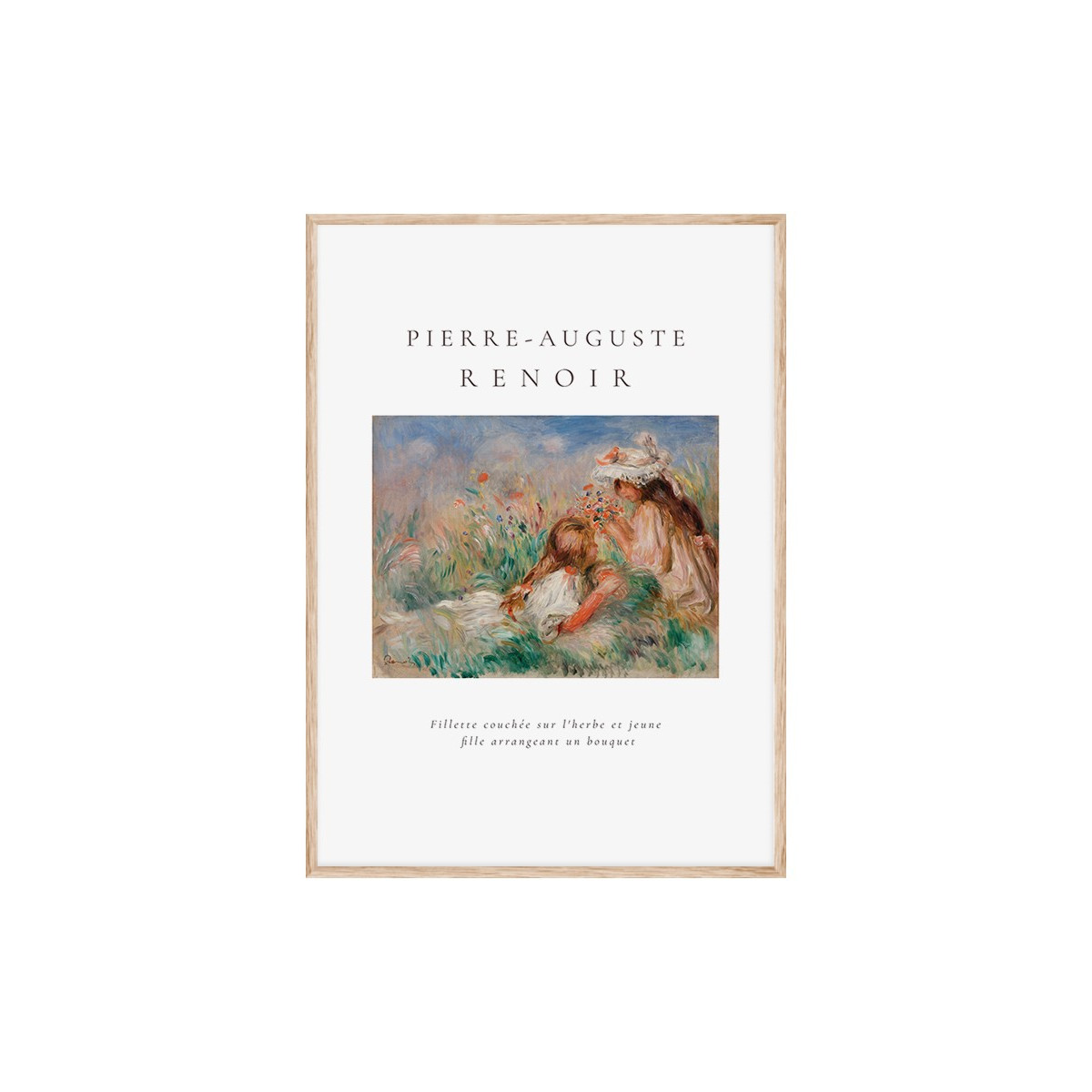 Постер в рамке "Girls in the Grass Arranging a Bouquet. Pierre-Auguste Renoir. 1890"