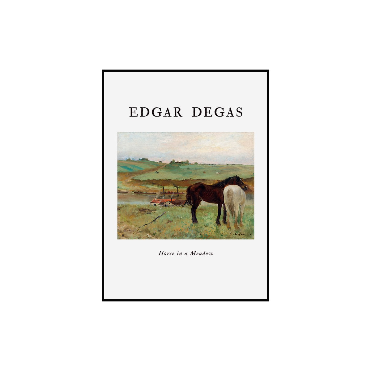 Постер в рамке "Horses in the meadow. Edgar Degas"