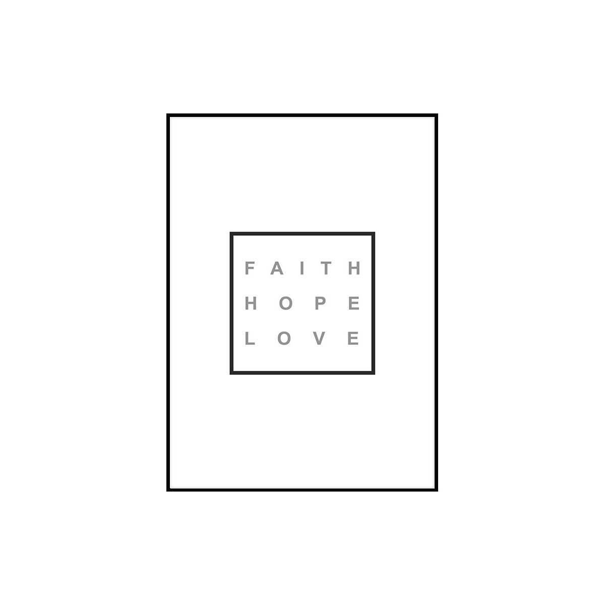 Постер в рамке "Faith Hope Love" Gray