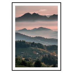 Постер в рамці "Захід сонця в горах"