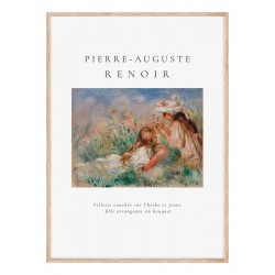 Постер в рамке "Girls in the Grass Arranging a Bouquet. Pierre-Auguste Renoir. 1890"
