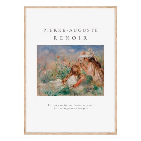 Постер в рамці "Girls in the Grass Arranging a Bouquet. Pierre-Auguste Renoir. 1890"