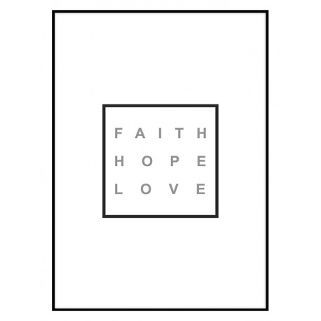 Постер в рамке "Faith Hope Love" Gray